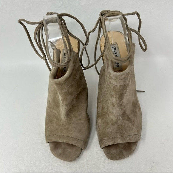 Steve Madden Taupe Sophie Sandals Peep Toe, Tie Up Mule Bootie Size 8.5 - Picture 5 of 12
